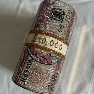 100 dollar bill clutch rose gold